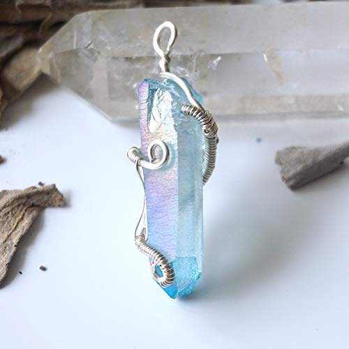 Sterling Silver Aqua Aura Crystal Necklace - Natural Healing Aqua Aura –  Wish Knots